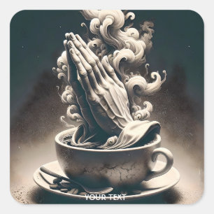 Sticker Carré Coupe Imaginaire Mains Cute Coffee Cup
