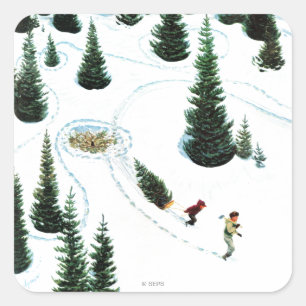 Sticker Carré Couper l'arbre