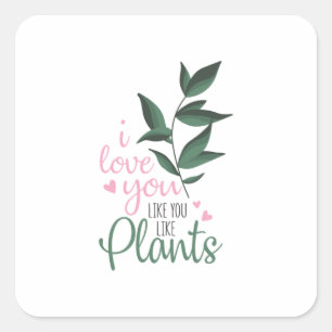 Sticker Carré Couple Art I Love You Like You Like Plante