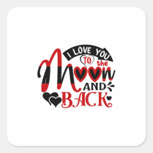 Sticker Carré Couple Art Je T'Aime À La Lune