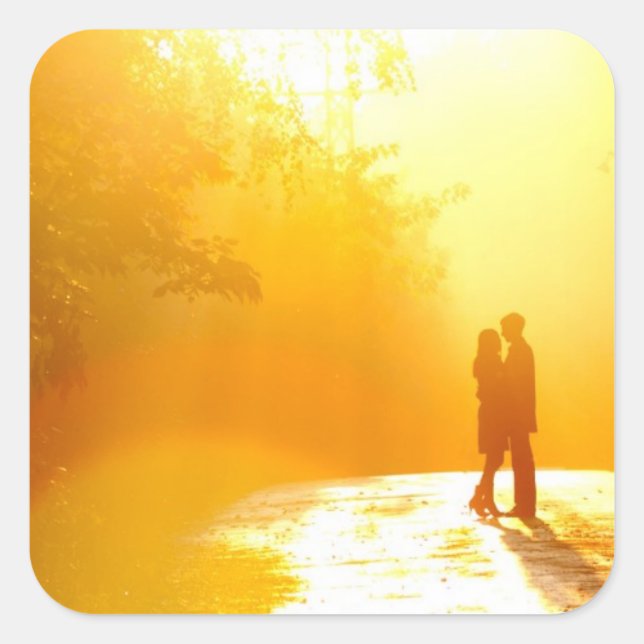 Sticker Carré Couple baisant au soleil (Devant)