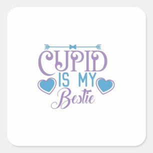 Sticker Carré Couple Cadeau Cupid Est Mon Bestie
