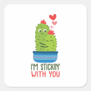 Sticker Carré Couple Cadeau Je Me Stickin Avec Vous