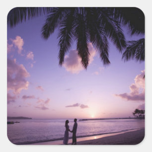 Sticker Carré Couple sur la plage, Windjammer Landing, Sainte-Lu