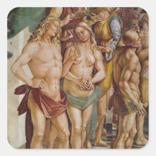 Sticker Carré Couples couronnés par un ange, détail