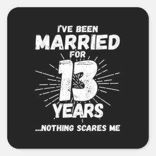 Sticker Carré Couples mariés 13 ans drôle 13ème anniversaire