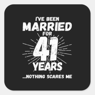 Sticker Carré Couples mariés 41 ans drôle 41ème anniversaire