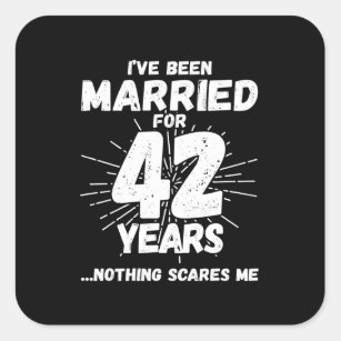 Sticker Carré Couples mariés 42 ans drôle 42e anniversaire