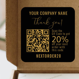 Sticker Carré Coupon de remise QR Code Business Gold Merci