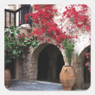 Sticker Carré Cour CRÈTE GRÈCE d'église de monastère de Topl