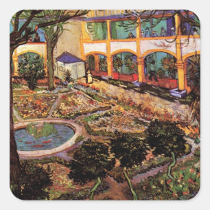 Sticker Carré Cour de l'hôpital d'Arles par Vincent van Gogh