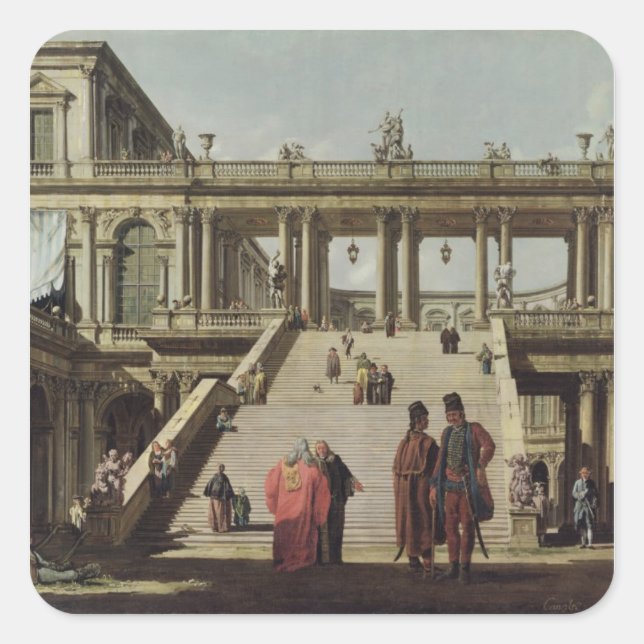 Sticker Carré Cour du château, 1762 (Devant)