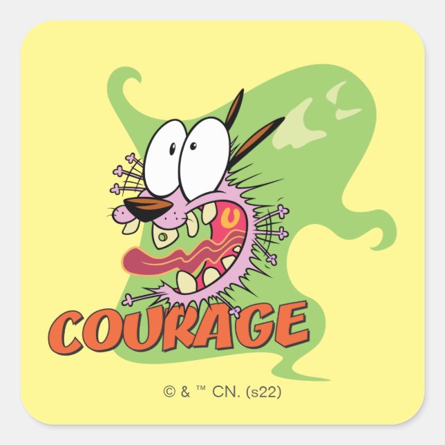Sticker Carré Courage du chien lâché | Graphique fantôme (Devant)