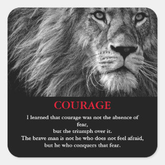 Sticker Carré Courage Lion Motivationnel Inspiration
