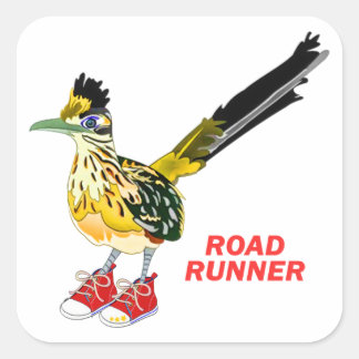 Sticker Carré Coureur de route en Basket rouge