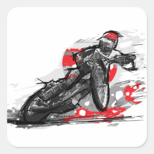 Sticker Carré Coureur plat de moto de voie de speed-way