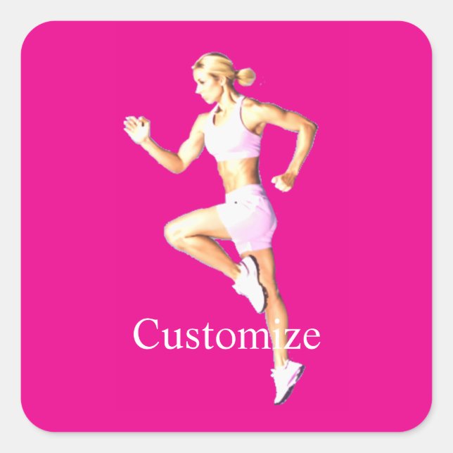 Sticker Carré Coureuse féminine en forme Thunder_Cove (Devant)
