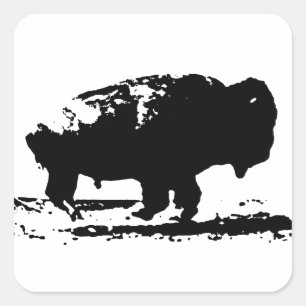 Sticker Carré Courir Buffalo Bison Pop Art