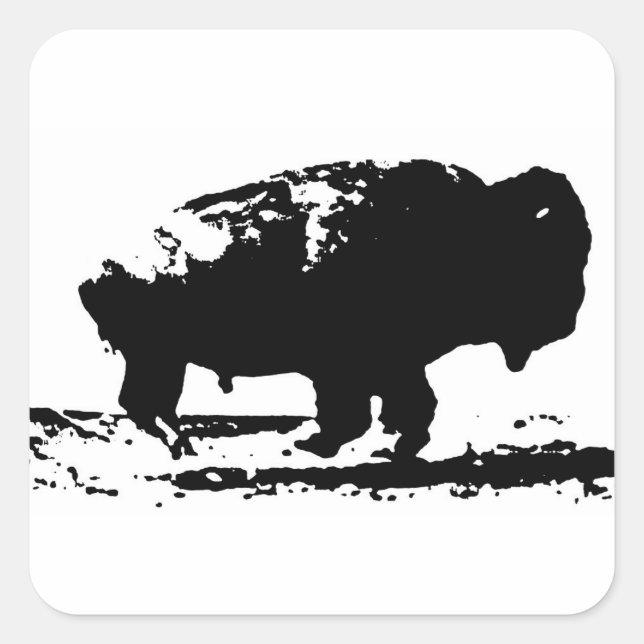 Sticker Carré Courir Buffalo Bison Pop Art (Devant)