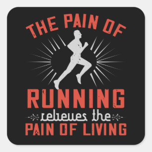 Sticker Carré Courir - Douleur de courir