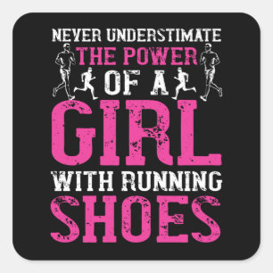 Sticker Carré Courir - Ne jamais sous-estimer le champion