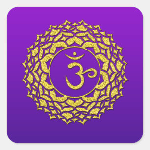 Sticker Carré Couronne Chakra pourpre