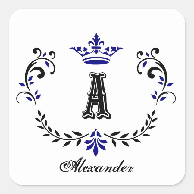 Sticker Carré Couronne couronne Un Mariage Monogramme (Devant)
