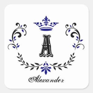 Sticker Carré Couronne couronne Un Mariage Monogramme