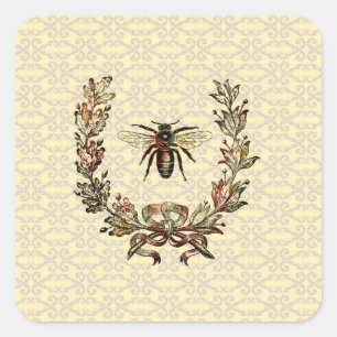 Sticker Carré Couronne d'abeille vintage