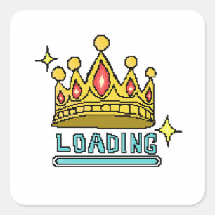 Sticker Carré Couronne de bug Chargement : La rébellion 8 bits s