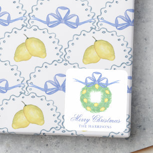 Sticker Carré Couronne de citrons Amalfi aquarelle pour cadeau