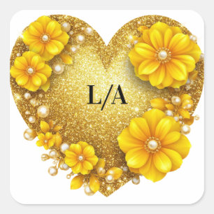 Sticker Carré 🌹 Couronne de cœur romantique pour mariage pour l