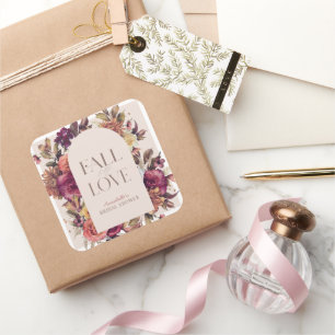 Sticker Carré Couronne de mariage automnal en forme d'arche rose