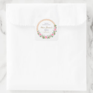 Sticker Carré Couronne de mariée Merci les roses et le souffle d