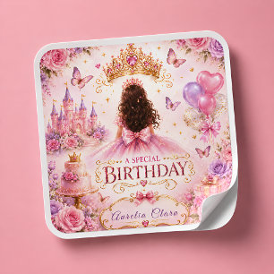 Sticker Carré Couronne de princesse pour anniversaire