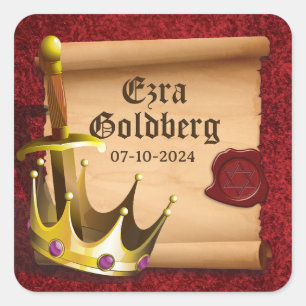 Sticker Carré Couronne d'épée de fantaisie Chevalier médiéval Ba