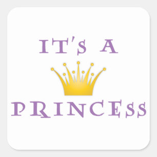 Sticker Carré Couronne d'or "c'est une princesse" avec la police