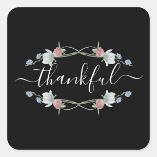 Sticker Carré Couronne florale sauvage, Thanksgiving
