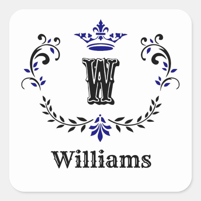 Sticker Carré Couronne Monogramme 'W' (Devant)