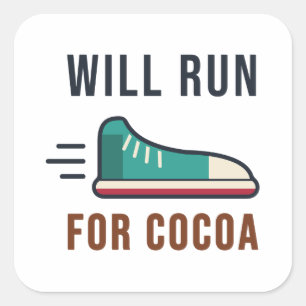 Sticker Carré Courra Pour Le Cacao Coureur Drôle Humour D'hiver