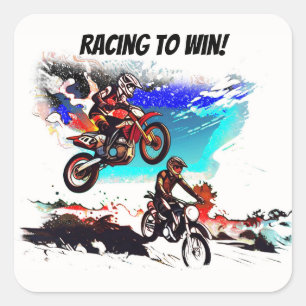 Sticker Carré Course à la victoire - Motocrosseurs