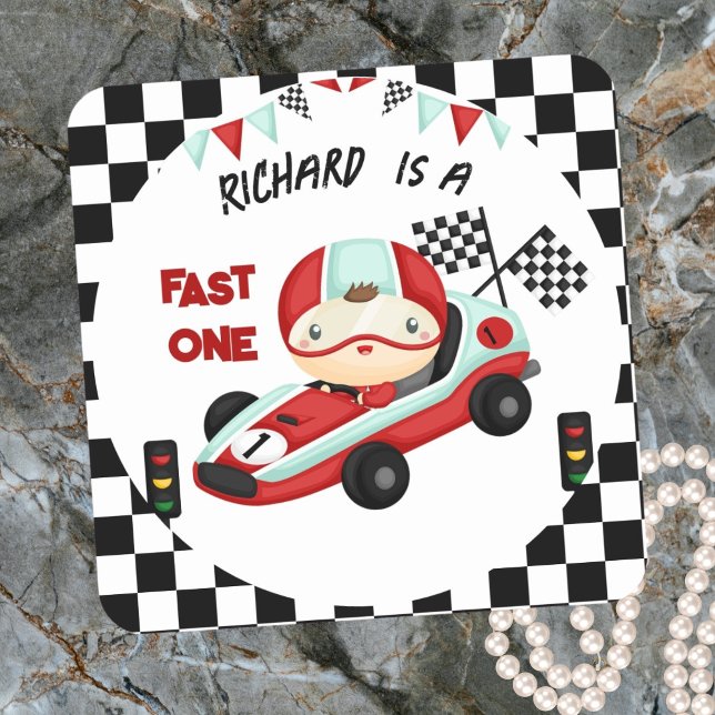 Sticker Carré Course de voitures de course thème d'anniversaire  (Créateur téléchargé)
