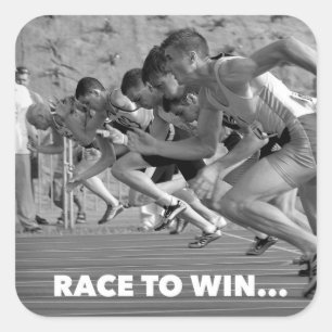 Sticker Carré Course pour gagner - la motivation fonctionnante