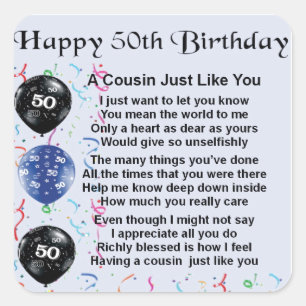 Sticker Carré Cousin Poem 50e anniversaire