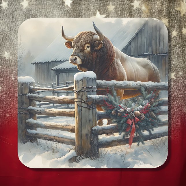 Sticker Carré Couteau sur un Noël rustique à la ferme (Créateur téléchargé)