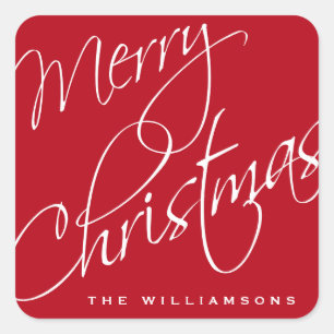 Sticker Carré Coutume de rouge de manuscrit de calligraphie de