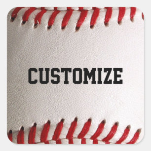Sticker Carré Couture Baseball Softball Texte Personnalisé