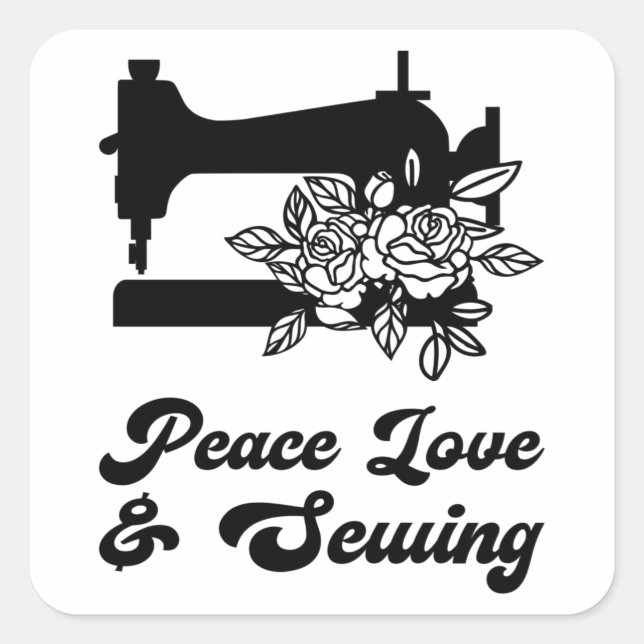 Sticker Carré Couture - Paix Amour & Couture (Devant)