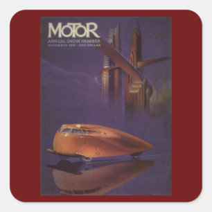 Sticker Carré Couvercle de Magazine automobile vintage, voiture