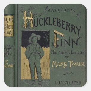 Sticker Carré Couverture de 'Adventures of Huckleberry Finn' par